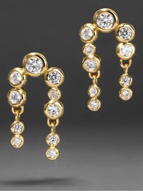 Alexis Bittar Asterales Gold and Clear Crystal Drop Earrings
